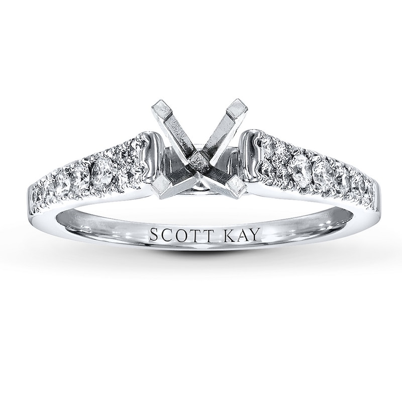 Main Image 1 of Previously Owned Scott Kay Ring Setting 1/10 ct tw Diamonds 14K White Gold