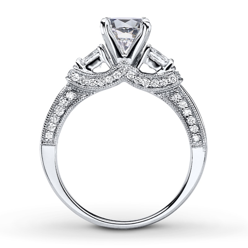 Main Image 2 of Previously Owned Diamond Ring Setting 1 ct tw Princess/Round 14K White Gold