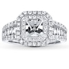 Thumbnail Image 1 of Previously Owned Diamond Ring Setting 1 ct tw Round/Baguette 14K White Gold