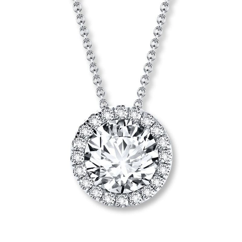 Main Image 1 of Previously Owned Certified Diamond Necklace 3/4 carat tw 18K White Gold/Rhodium