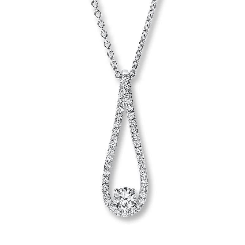 Previously Owned Diamond Necklace 3/4 ct tw Round 18K White Gold