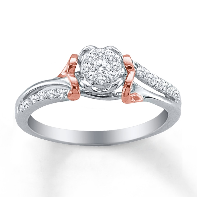 Main Image 1 of Previously Owned Diamond Promise Ring 1/4 ct tw Sterling Silver/10K Rose Gold