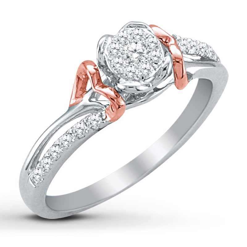 Main Image 2 of Previously Owned Diamond Promise Ring 1/4 ct tw Sterling Silver/10K Rose Gold