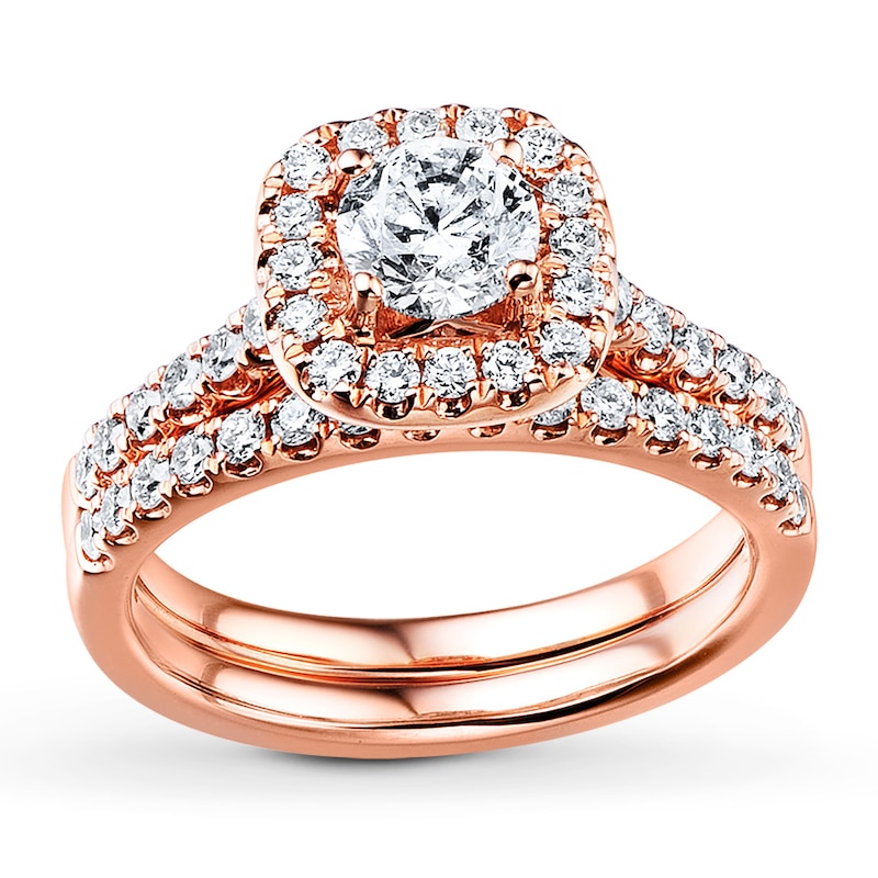 Previously Owned Diamond Bridal Set 1 ct tw Round-cut 14K Rose Gold