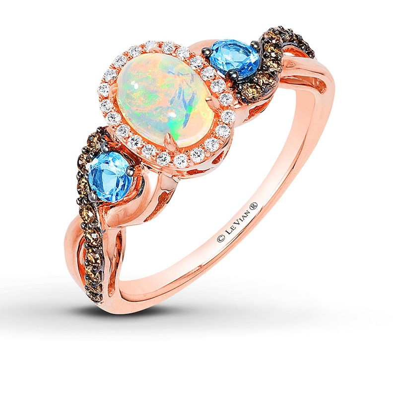Previously Owned Le Vian Opal Ring 1/4 ct tw Diamonds 14K Strawberry Gold