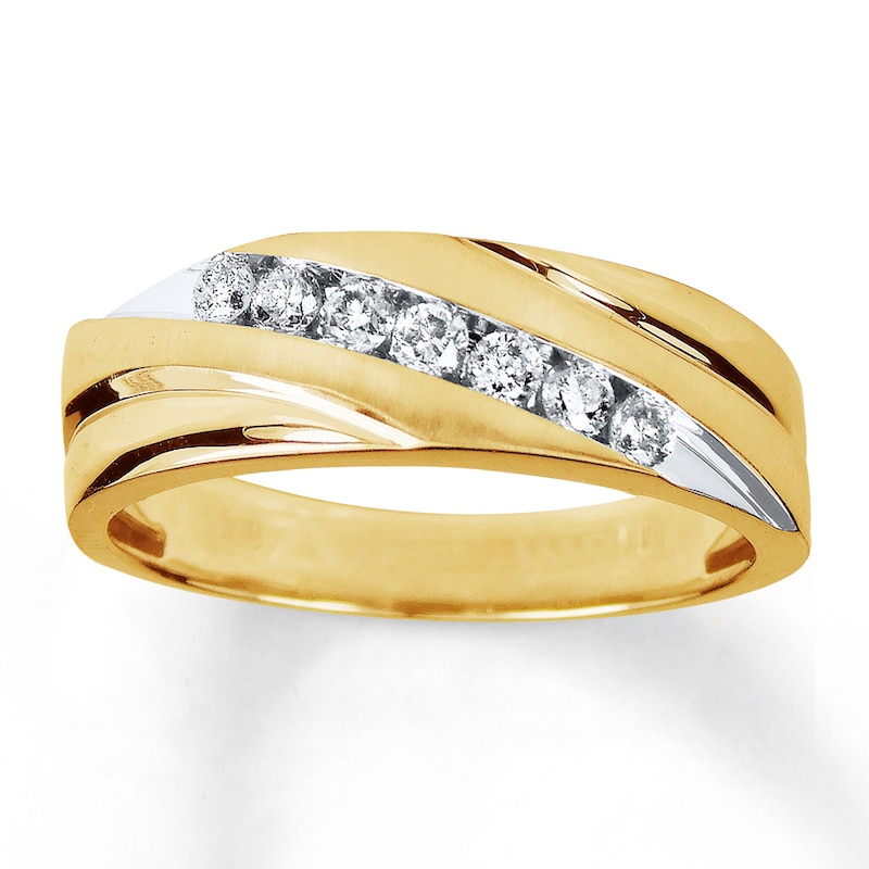 Main Image 1 of Previously Owned Diamond Men's Band 1/4 ct tw Round-cut 10K Yellow Gold