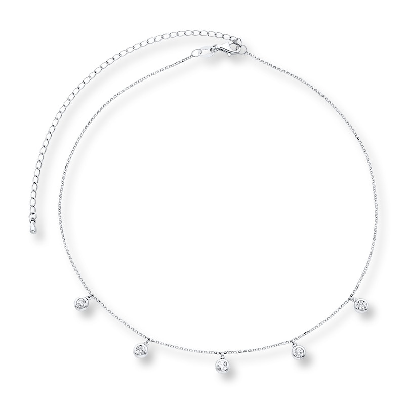 Previously Owned Diamond Choker Necklace 1/2 ct tw Bezel-set Round 14K White Gold