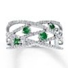 Thumbnail Image 0 of Previously Owned Natural Emerald Ring 1/5 ct tw Diamonds 10K White Gold