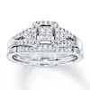 Thumbnail Image 0 of Previously Owned Diamond Bridal Set 1/3 ct tw Princess-cut 10K White Gold