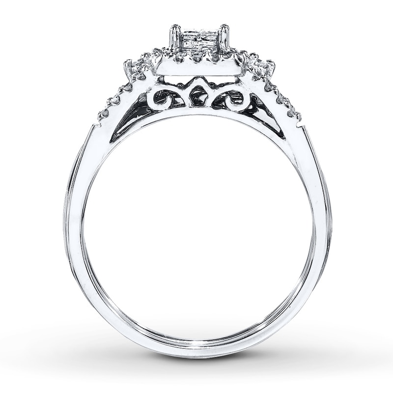 Previously Owned Diamond Bridal Set 1/3 ct tw Princess-cut 10K White Gold