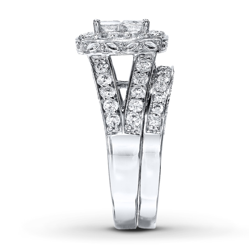Previously Owned Diamond Bridal Set 2 ct tw Princess-Cut 14K White Gold