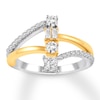 Thumbnail Image 0 of Previously Owned Diamond Ring 1/2 ct tw Round/Baguette/Princess 10K Two-Tone Gold