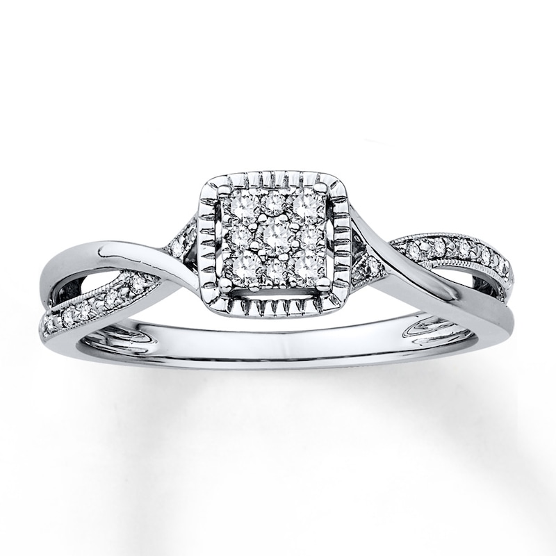 Main Image 1 of Previously Owned Diamond Promise Ring 1/6 ct tw Round 10K White Gold