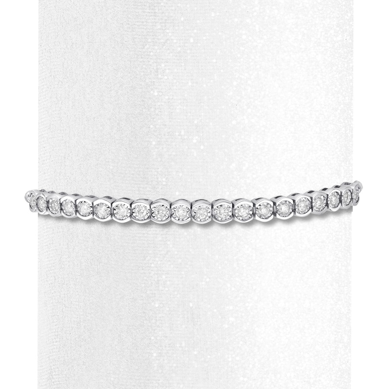 Main Image 2 of Previously Owned Diamond Bolo Bracelet 1 carat tw Round Sterling Silver