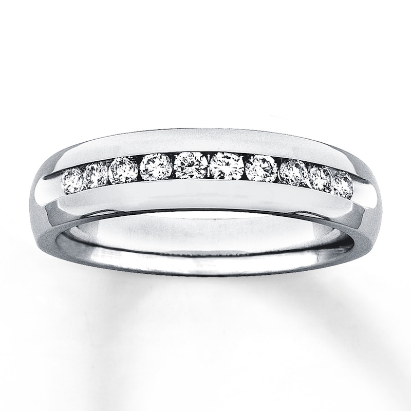 Previously Owned Men's 8mm Diamond Band 1/2 ct tw Round-cut 14K White Gold