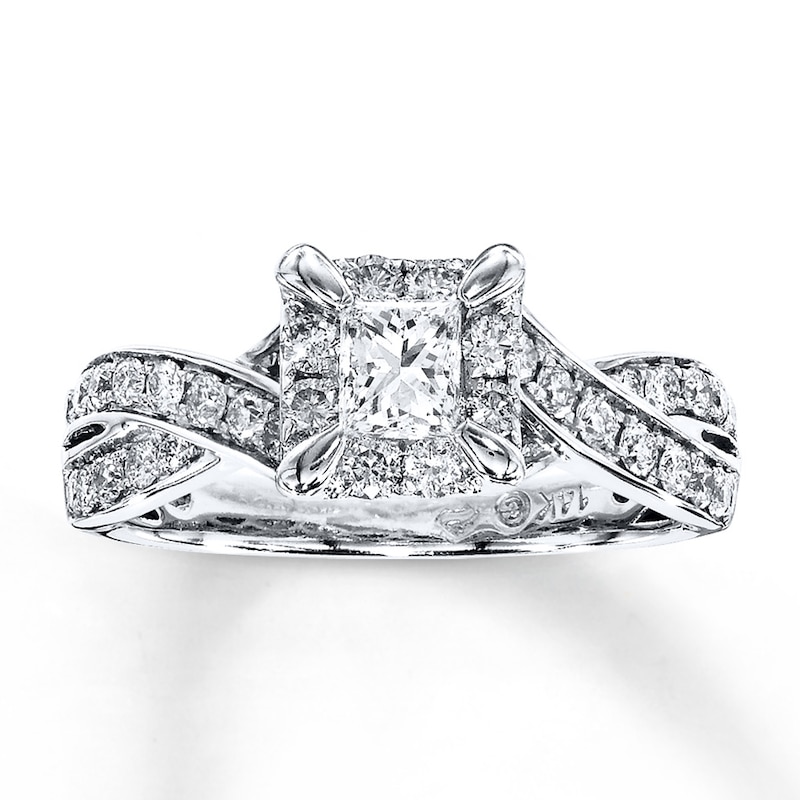 Previously Owned Diamond Engagement Ring ct tw Princess-cut 14K White Gold