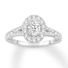 Thumbnail Image 0 of Previously Owned Diamond Engagement Ring 1-1/5 ct tw Oval/Round 14K White Gold