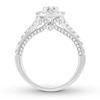 Thumbnail Image 1 of Previously Owned Diamond Engagement Ring 1-1/5 ct tw Oval/Round 14K White Gold
