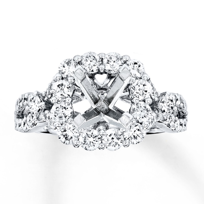 Main Image 1 of Previously Owned Diamond Ring Setting 1-1/3 ct tw Round/Princess 14K White Gold