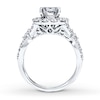 Thumbnail Image 2 of Previously Owned Diamond Ring Setting 1-1/3 ct tw Round/Princess 14K White Gold