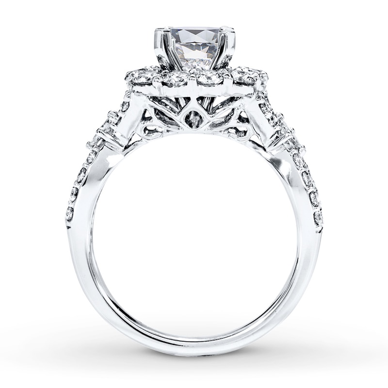 Main Image 2 of Previously Owned Diamond Ring Setting 1-1/3 ct tw Round/Princess 14K White Gold