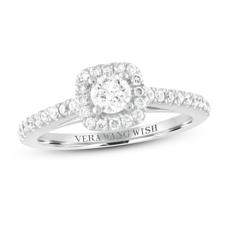 Main Image 1 of Previously Owned Vera Wang WISH Diamond Engagement Ring 3/4 ct tw Round 14K White Gold