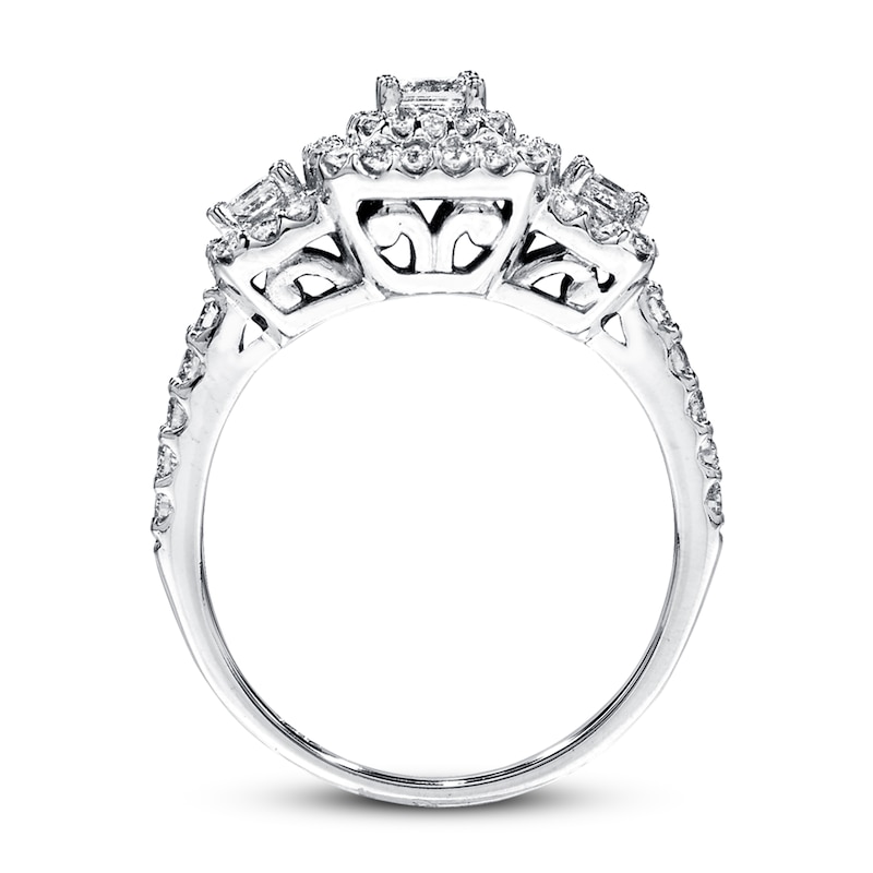 Main Image 2 of Previously Owned Diamond 3-Stone Ring 7/8 ct tw Princess/Round 14K White Gold