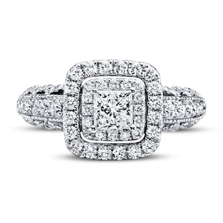 Previously Owned Vera Wang WISH 1-1/2 ct tw Princess/Round Diamond 14K ...