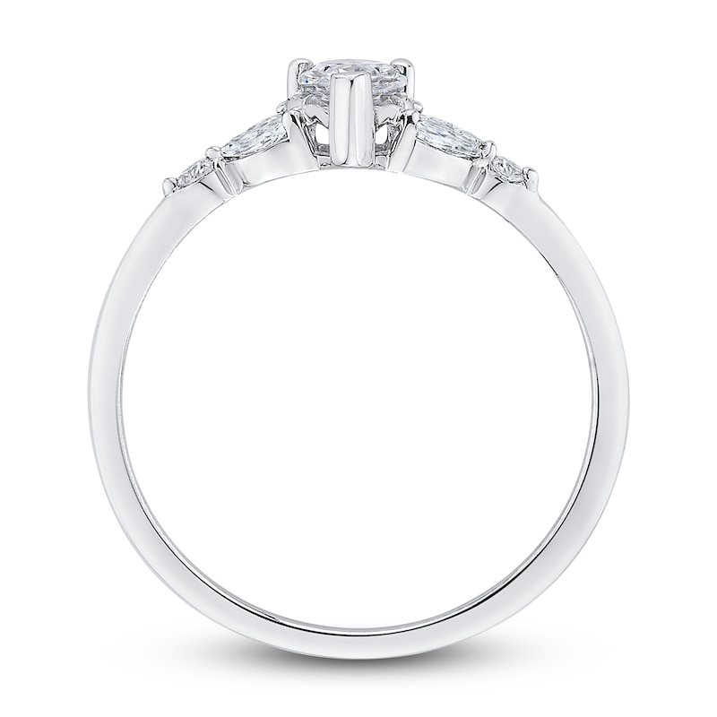 Main Image 3 of Diamond Engagement Ring 1/2 ct tw Pear-shaped/Round 14K White Gold