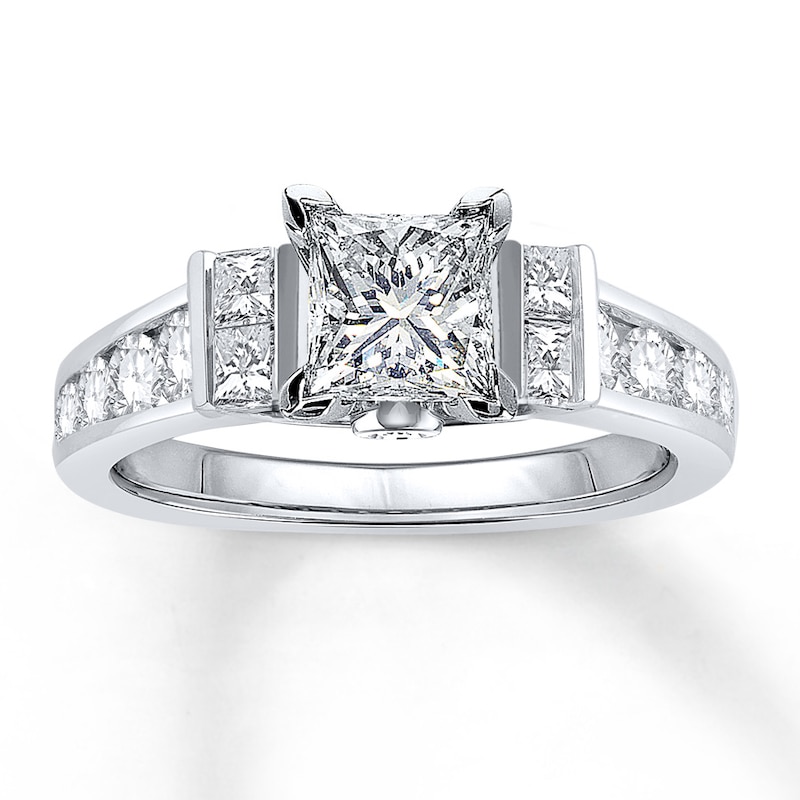 Previously Owned Diamond Ring Setting 7/8 ct tw Princess/Round 14K ...