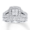 Thumbnail Image 0 of Previously Owned Diamond Bridal Set 7/8 ct tw Princess-Cut 14K White Gold