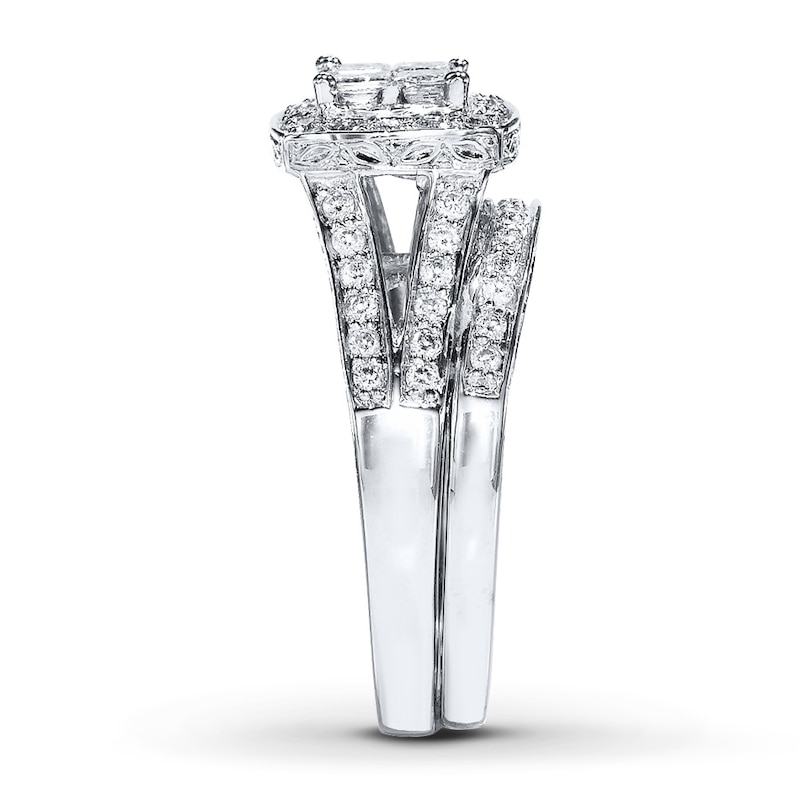 Previously Owned Diamond Bridal Set 7/8 ct tw Princess-Cut 14K White Gold