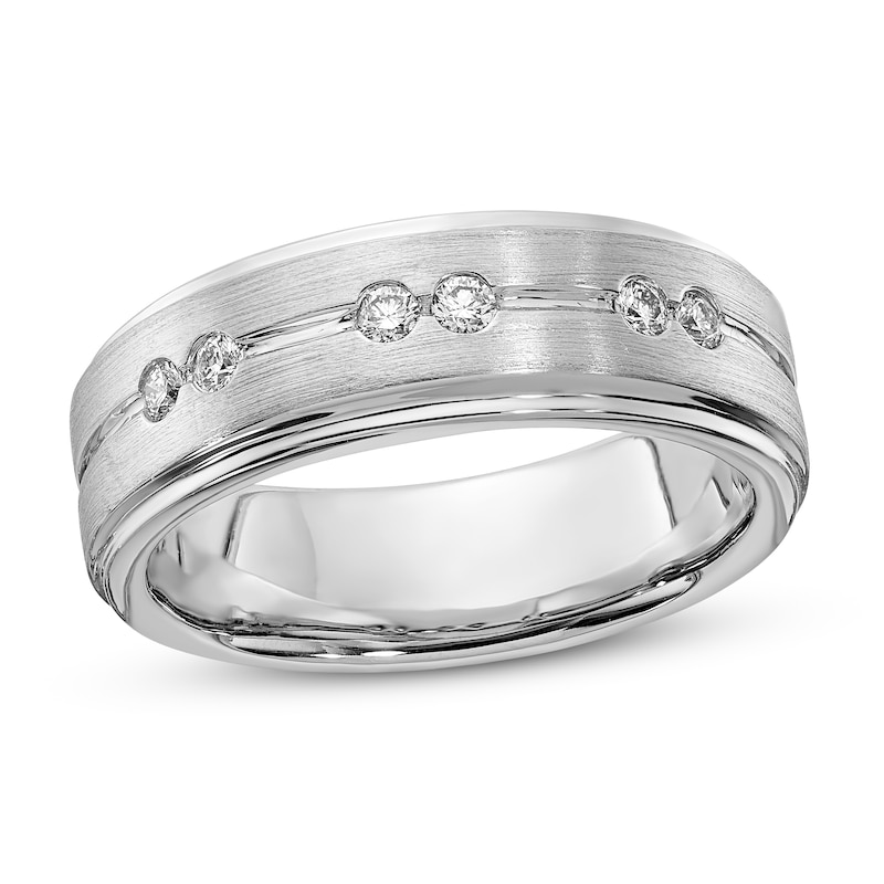 Main Image 1 of Previously Owned Men's Diamond Wedding Band 1/5 ct tw Round 10K White Gold