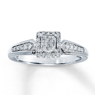 Previously Owned Diamond Promise Ring 1/4 ct tw Princess/Round 10K ...