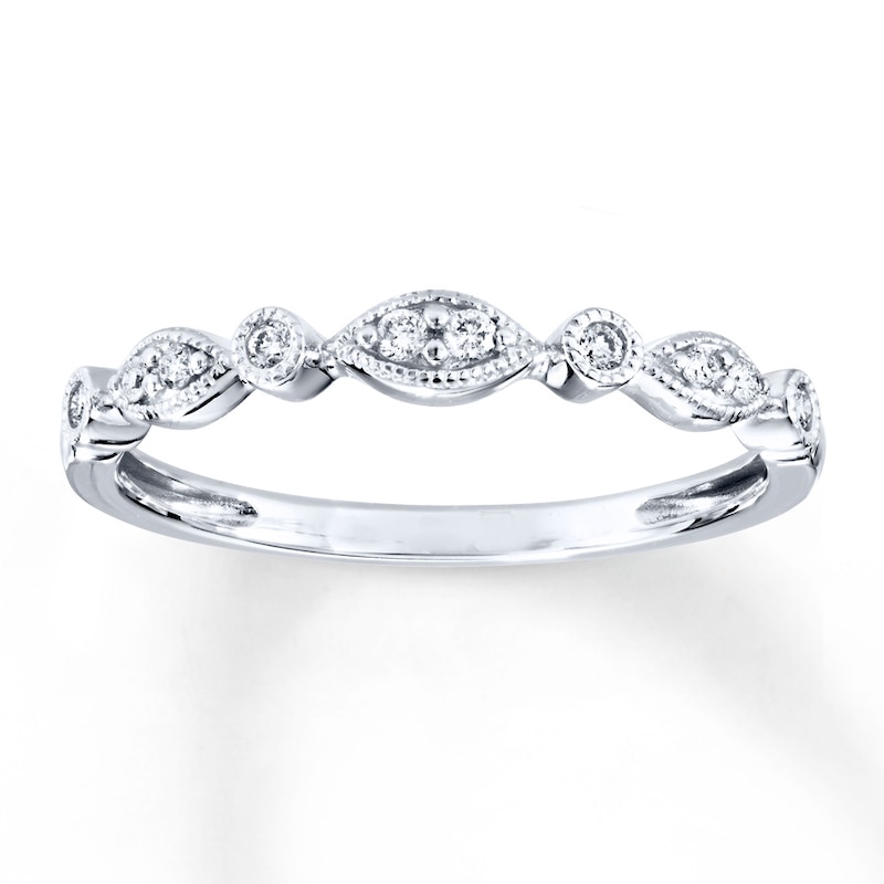 Main Image 1 of Previously Owned Diamond Anniversary Band 1/10 ct tw Round-cut 10K White Gold