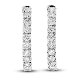 Diamond Hoop Earrings 3/4 ct tw Round 14K White Gold