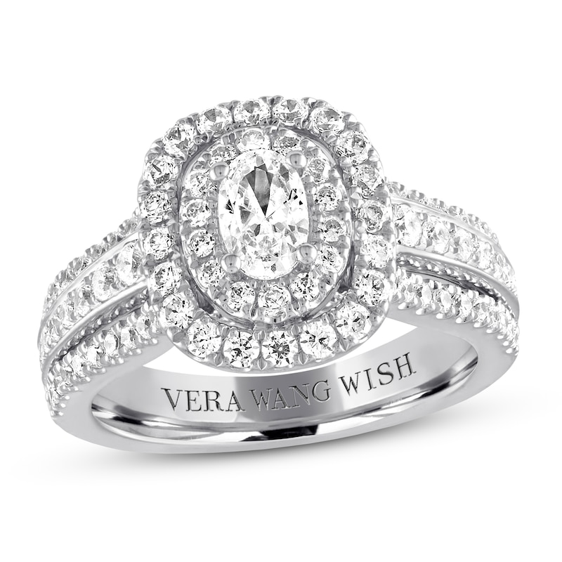 Main Image 1 of Previously Owned Vera Wang WISH Oval Diamond Ring 1-3/8 ct tw 14K White Gold