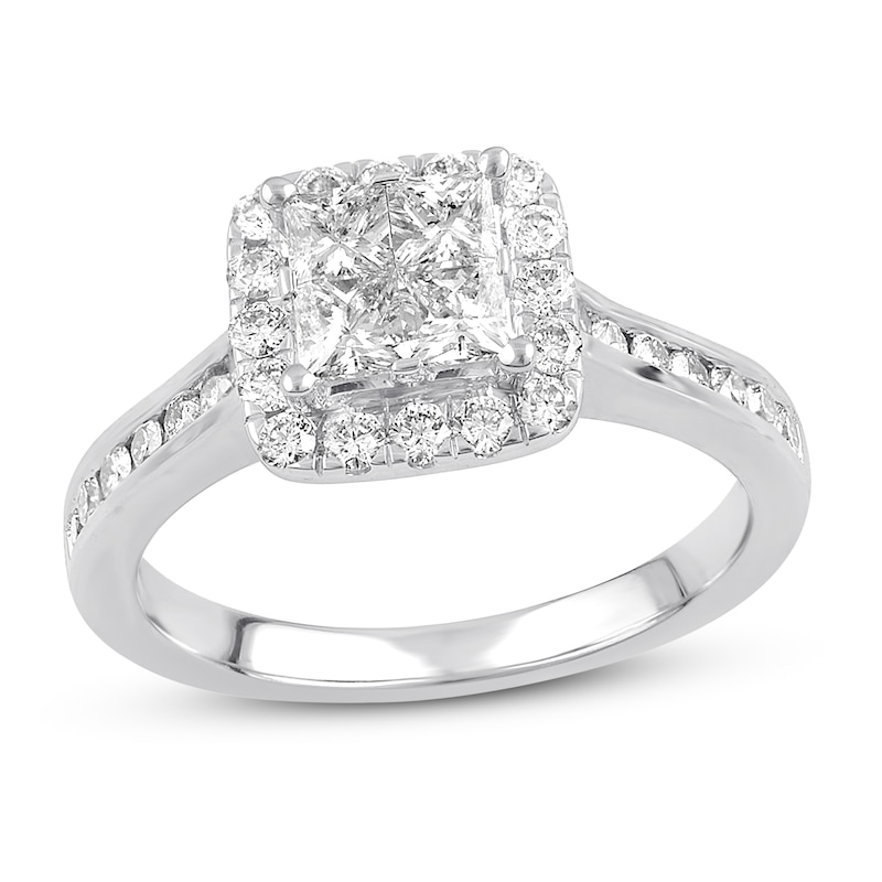 Main Image 1 of Previously Owned Diamond Engagement Ring 1 ct tw Princess-cut 14K White Gold