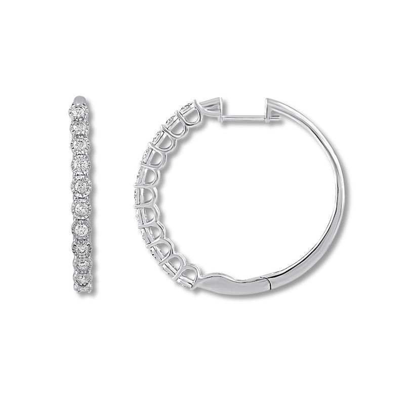 Previously Owned Diamond Hoop Earrings 1 ct tw Round 10K White Gold