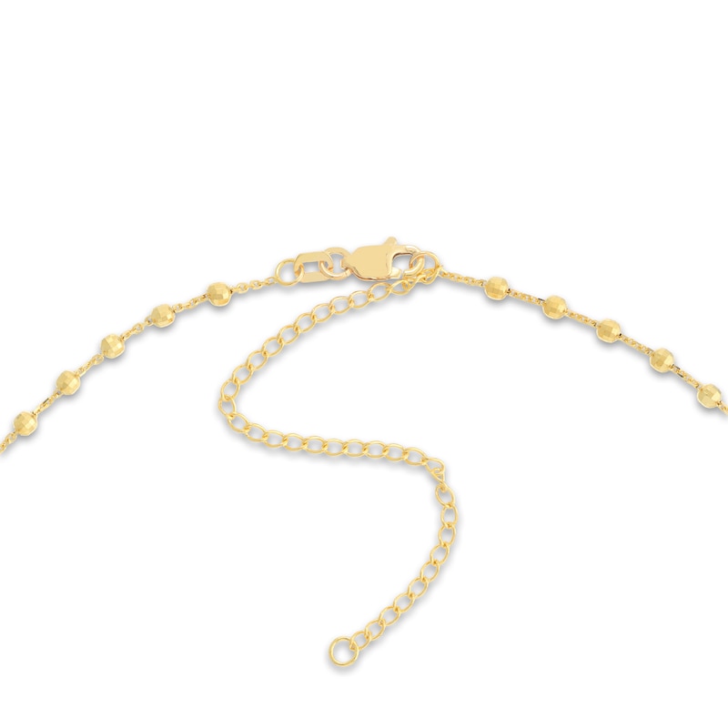 Diamond-Cut Solid Bead Chain Choker Necklace 14K Yellow Gold 13" Adj.