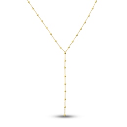 Beaded Lariat Necklace 14K Yellow Gold 13&quot; Adj.