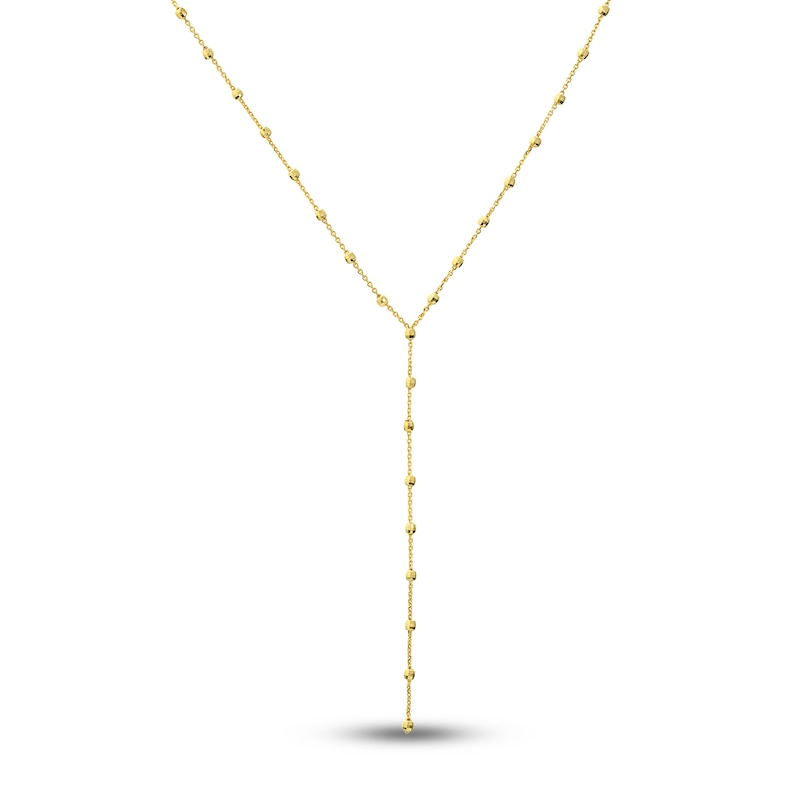 Main Image 1 of Beaded Lariat Necklace 14K Yellow Gold 13&quot; Adj.