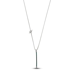 Marco Dal Maso Men's Long Green Leather Pendant Necklace Sterling Silver 26&quot;