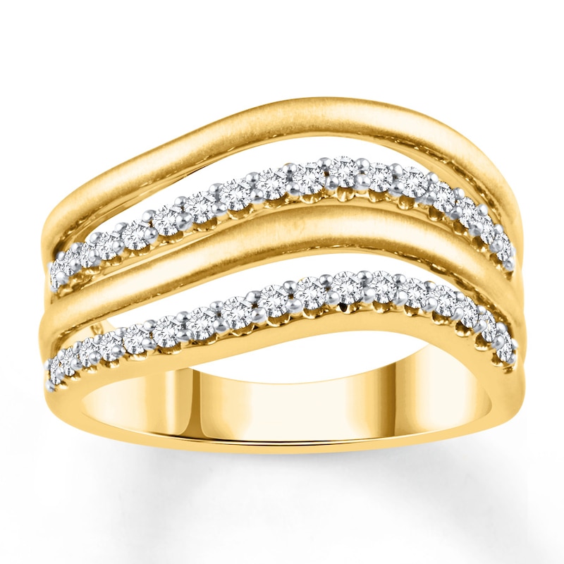 Previously Owned Diamond Wave Ring 3/8 ct tw Round-cut 10K Yellow Gold