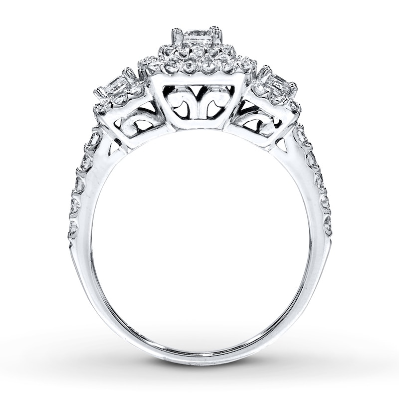 Previously Owned Diamond 3-Stone Ring 7/8 ct tw Princess/Round 14K White Gold