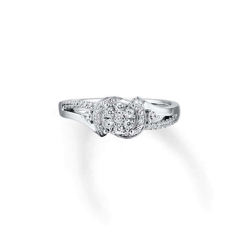 Main Image 4 of Previously Owned Diamond Promise Ring 1/3 ct tw Round 10K White Gold