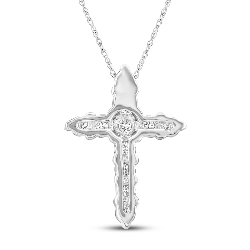 Previously Owned Diamond Cross Necklace 1/4 ct tw Round 10K White Gold