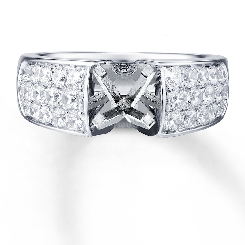 Main Image 1 of Previously Owned Diamond Ring Setting 1 carat tw Round-cut 14K White Gold