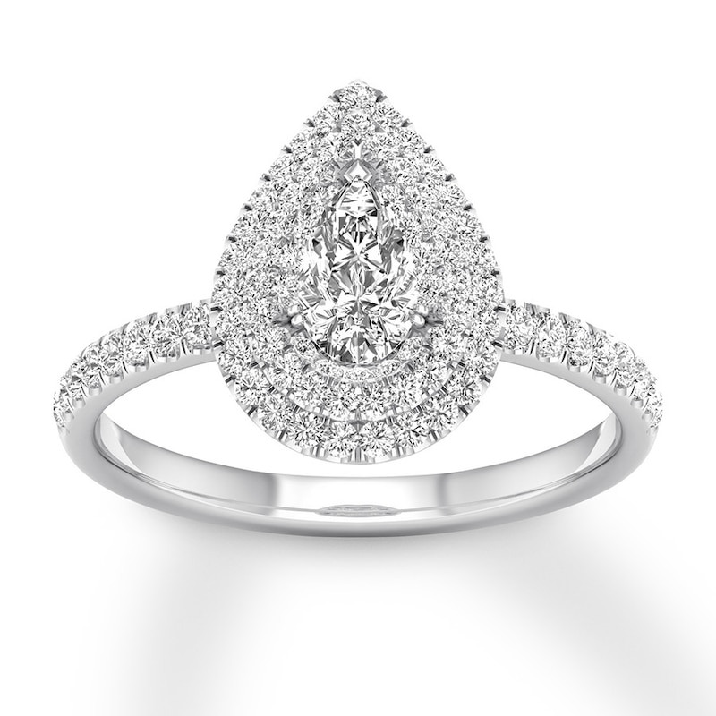 Main Image 1 of Previously Owned Diamond Engagement Ring 5/8 ct tw Pear-shaped 14K White Gold