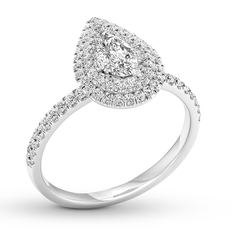 Main Image 4 of Previously Owned Diamond Engagement Ring 5/8 ct tw Pear-shaped 14K White Gold